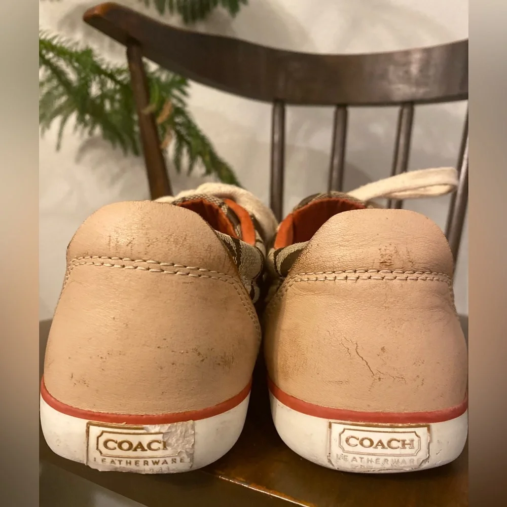 Coach Barrett Pumpkin Spice Leather Trim Sneaker